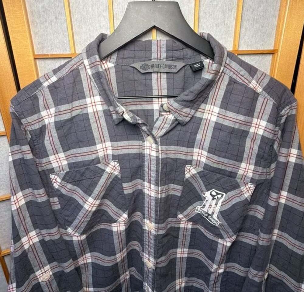 Harley-Davidson Plaid Long Sleeve Button Shirt Size 2XL Gray